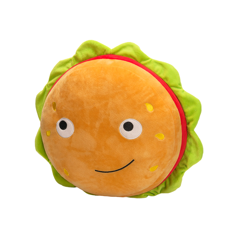 Kreatywna poduszka pluszowa z uśmiechniętym hamburgerem
