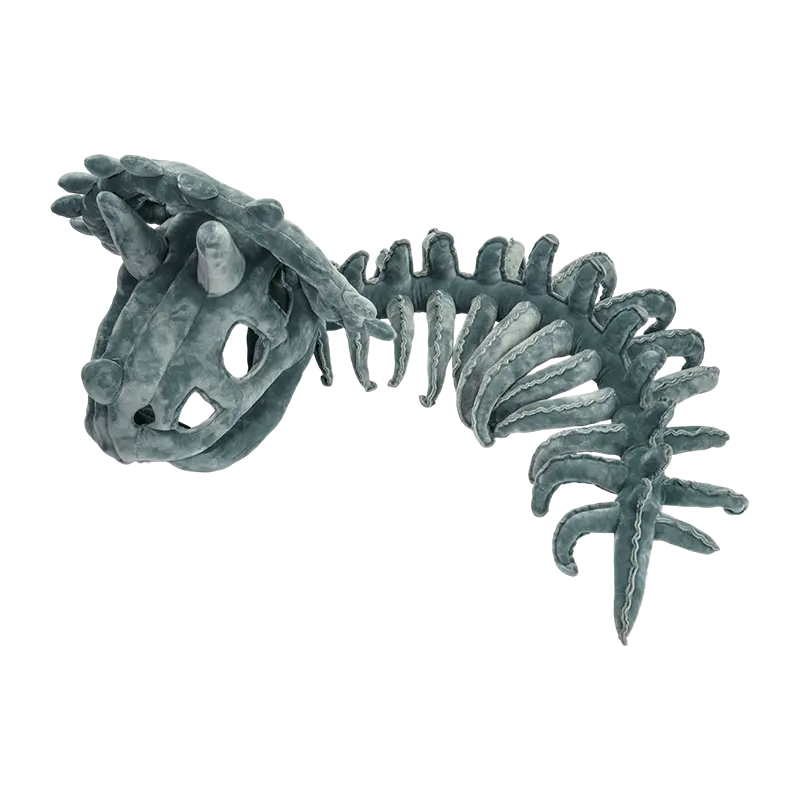 Ciemnoszary, pluszowy kapelusz ze szkieletem dinozaura dla dorosłych